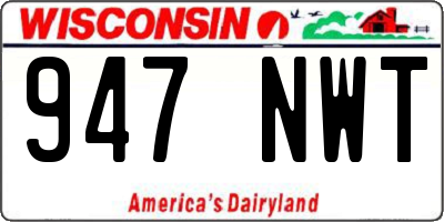 WI license plate 947NWT