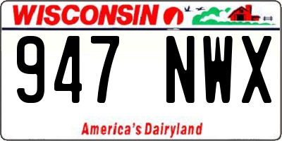 WI license plate 947NWX