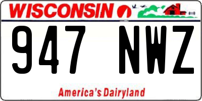 WI license plate 947NWZ