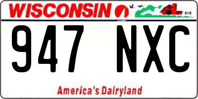 WI license plate 947NXC