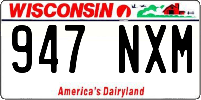 WI license plate 947NXM