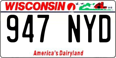 WI license plate 947NYD