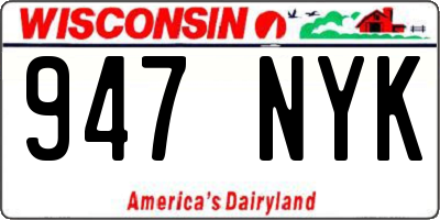 WI license plate 947NYK
