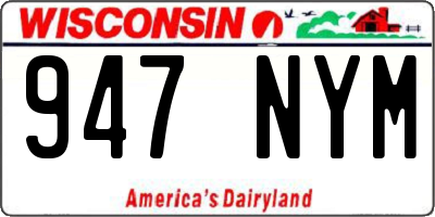 WI license plate 947NYM
