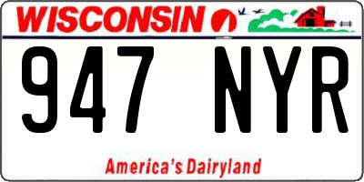 WI license plate 947NYR