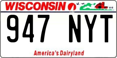 WI license plate 947NYT