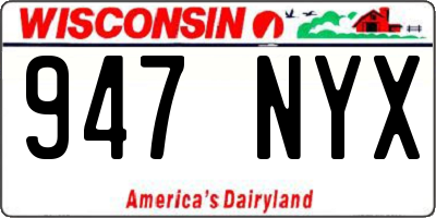 WI license plate 947NYX