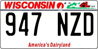 WI license plate 947NZD