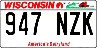 WI license plate 947NZK