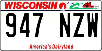 WI license plate 947NZW