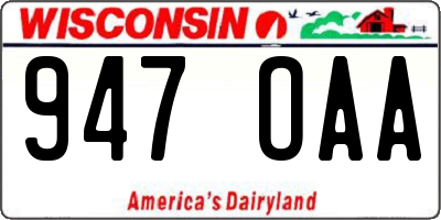 WI license plate 947OAA