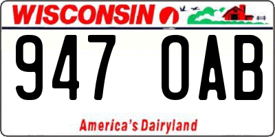 WI license plate 947OAB