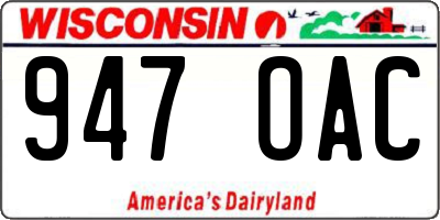 WI license plate 947OAC