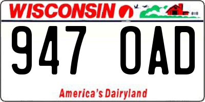 WI license plate 947OAD
