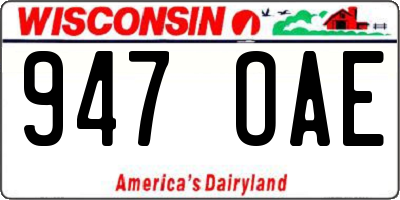 WI license plate 947OAE