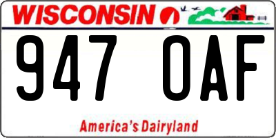 WI license plate 947OAF