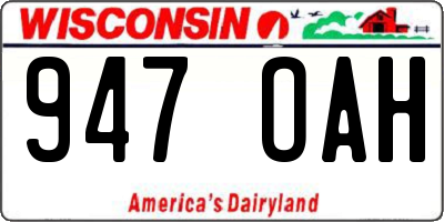 WI license plate 947OAH