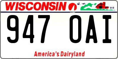 WI license plate 947OAI