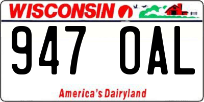 WI license plate 947OAL