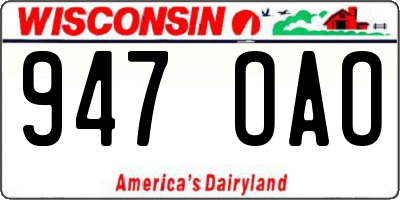 WI license plate 947OAO