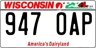 WI license plate 947OAP