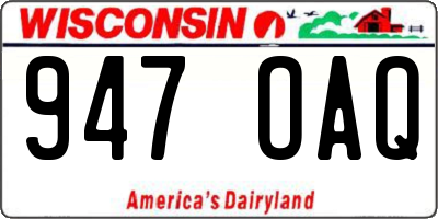 WI license plate 947OAQ