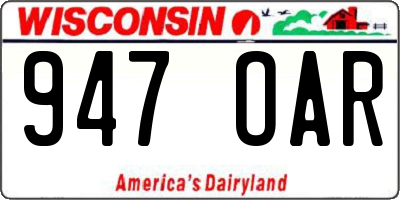 WI license plate 947OAR