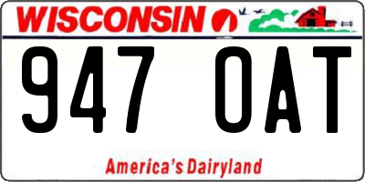 WI license plate 947OAT