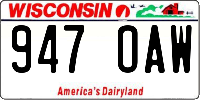 WI license plate 947OAW