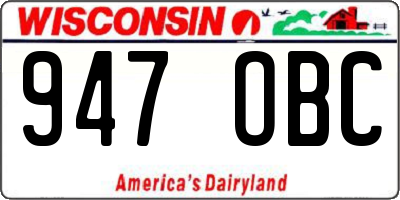 WI license plate 947OBC