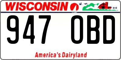WI license plate 947OBD