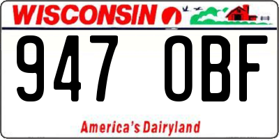 WI license plate 947OBF