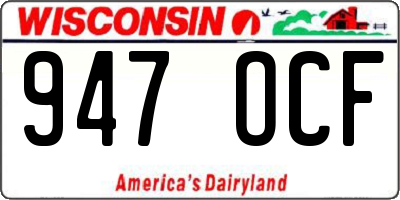 WI license plate 947OCF