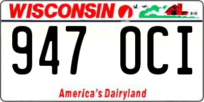 WI license plate 947OCI