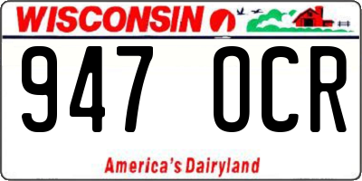 WI license plate 947OCR