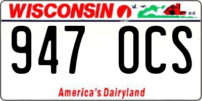WI license plate 947OCS