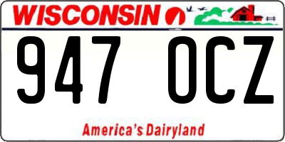 WI license plate 947OCZ