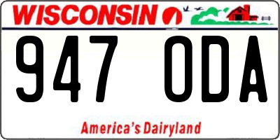 WI license plate 947ODA