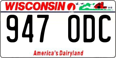 WI license plate 947ODC