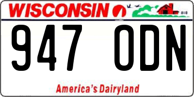 WI license plate 947ODN