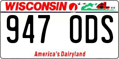 WI license plate 947ODS