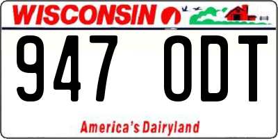 WI license plate 947ODT