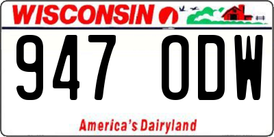 WI license plate 947ODW