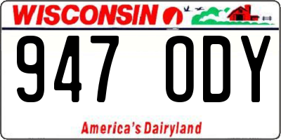 WI license plate 947ODY