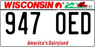 WI license plate 947OED