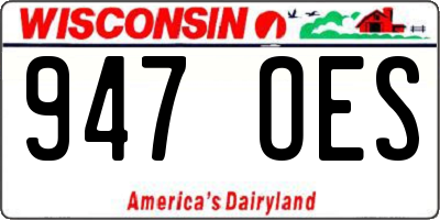 WI license plate 947OES