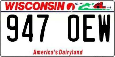 WI license plate 947OEW