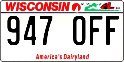 WI license plate 947OFF