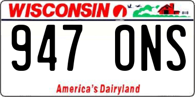WI license plate 947ONS