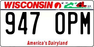 WI license plate 947OPM